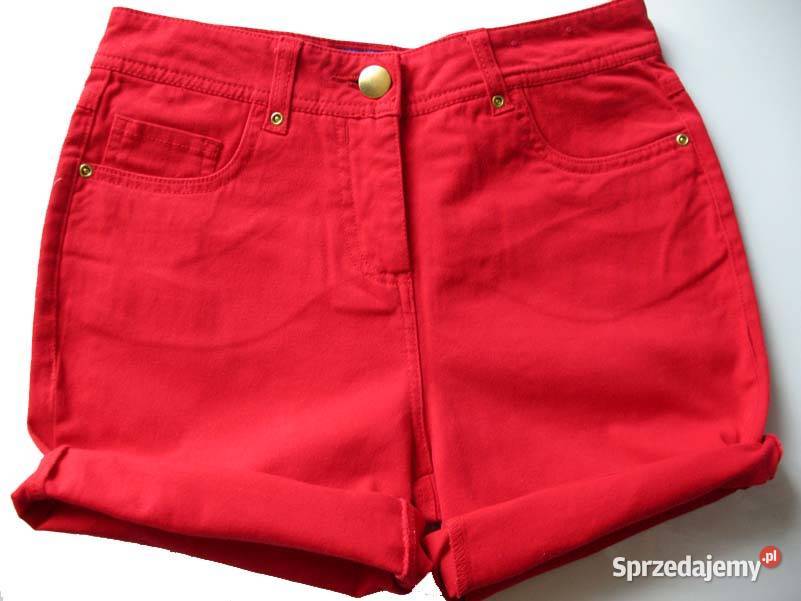 Czerwone Szorty spodenki dżinsy 34 XS biodra 88 Spodnie Siedlce