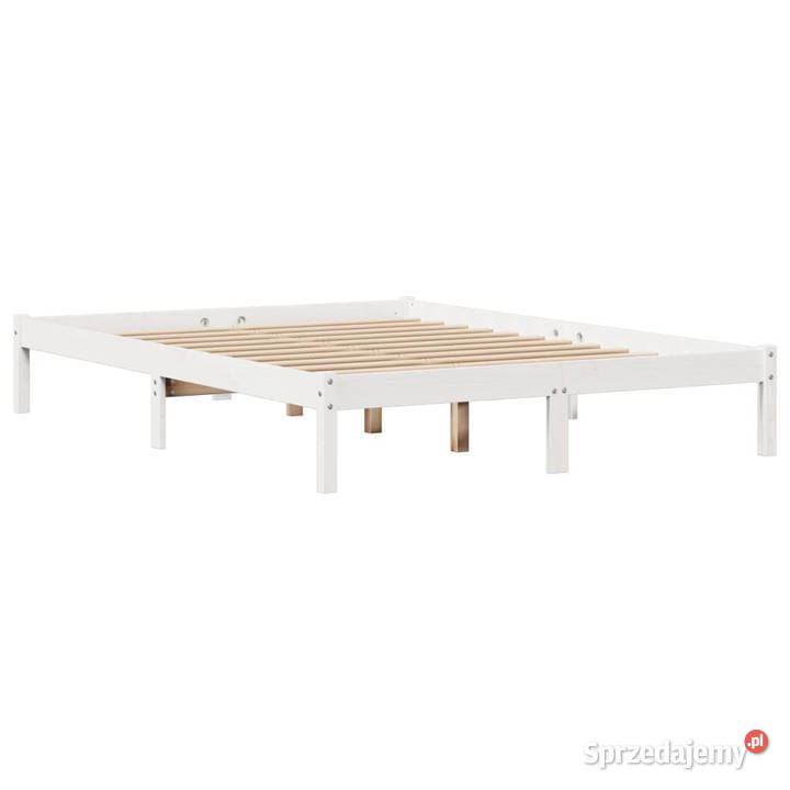 Rama łóżka bez materaca biała lite drewno 214cm sprzedam