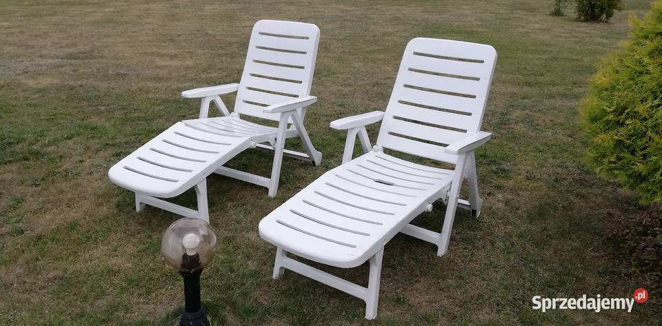 Leżak basenowy 2 biały łóżko ogrodowe składane Garwolin