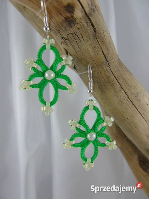 Kolczyki frywolitkowe różne wzory i kolory Wiśniowa