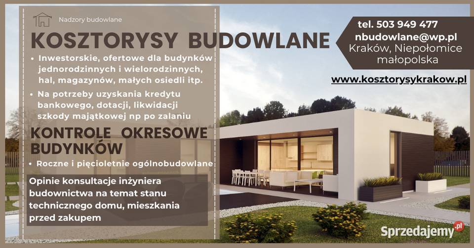 Kosztorysy budowlane kontrole okresowe budynków Kraków usługi budowlane