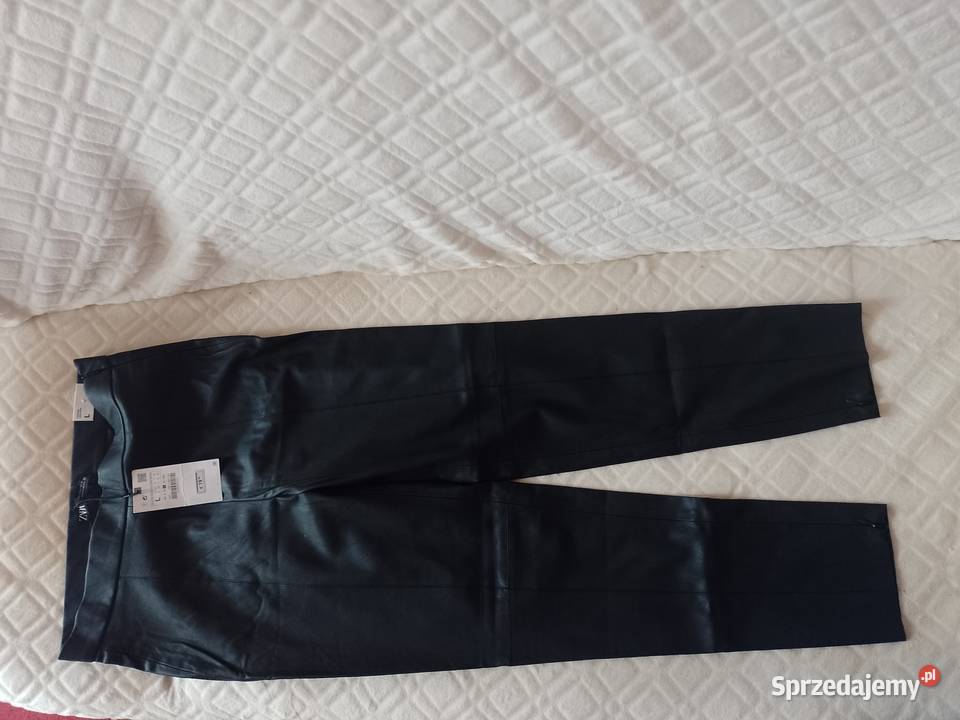 40L ZARA Skórzane spodnielegginsyrurki z Bez wzoru Kraków