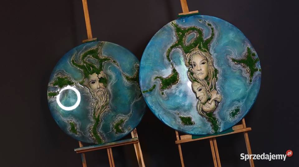 Zestaw dwóch Obrazów żywica epoxydowa rzeźba Rzeszów