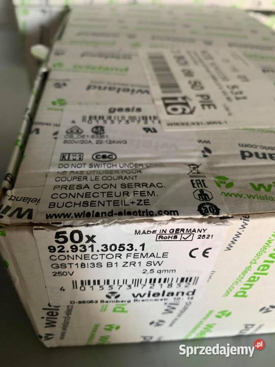 Złączka oświetleniowa Gniazdo 9293130531 Wieland Pozostałe