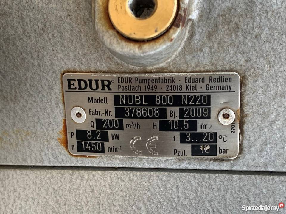 Pompa Odśrodkowa EDUR NUBL 800 N220 11KW 200m3h