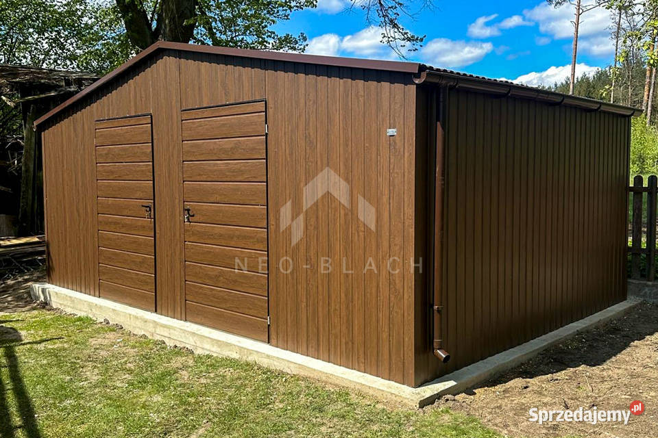 Garaż Blaszany 75x5m 2x Brama Uchylna okno Drzwi Jastrowie