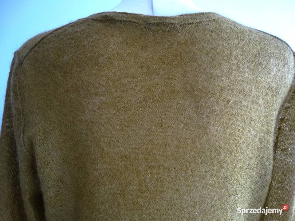 Sweter Kardigan Moherowy Wełniany Limonkowy Łomża