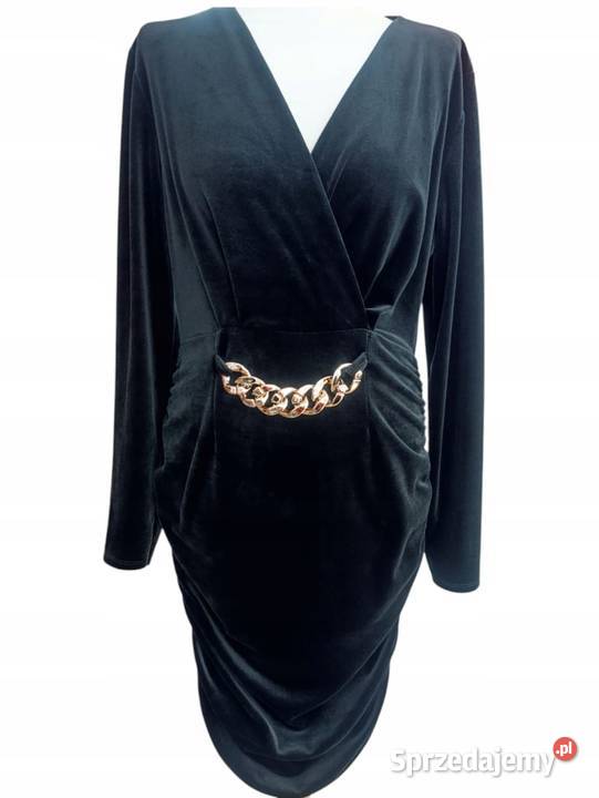 Sukienka czarna welurowa elegancka ozdobny Spódnice i sukienki Wieluń