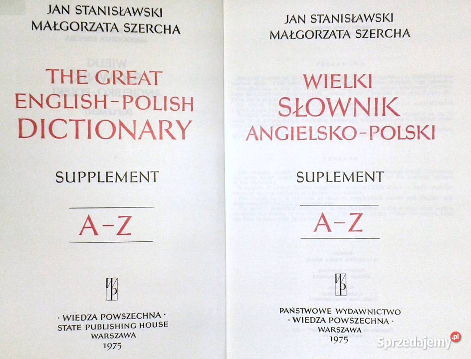 Wielki słownik angielskopolski Suplement AZ Jan Rok wydania 1975 Chełm sprzedam