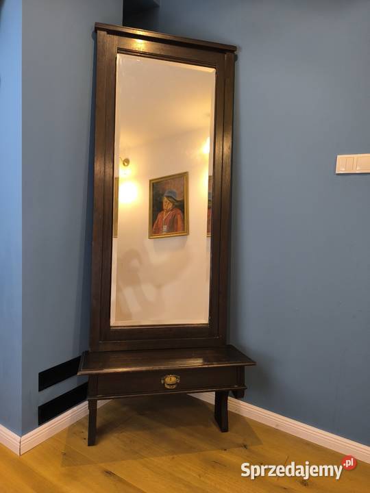 Piękne drewniane lustro konsola z kryształowym sprzedam