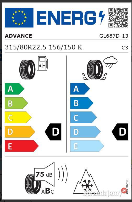 ADVANCE GL687D 31580 R225 Opony Napędowe 315 Zarębki