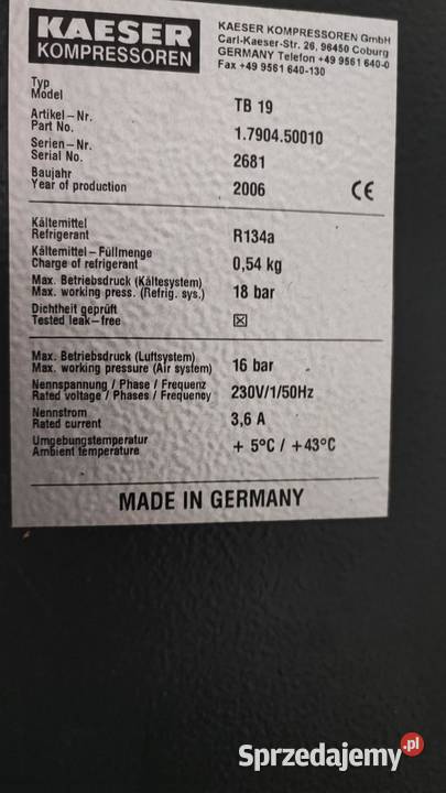 Osuszacz Kaeser TB 19 małopolskie sprzedam