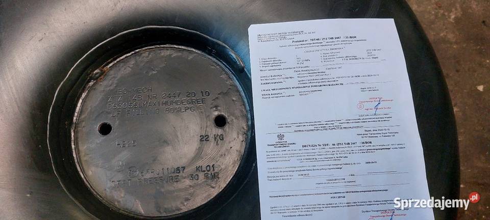 Butla LPG z zaworem bocznym 56L TDT 102030r Jarosław
