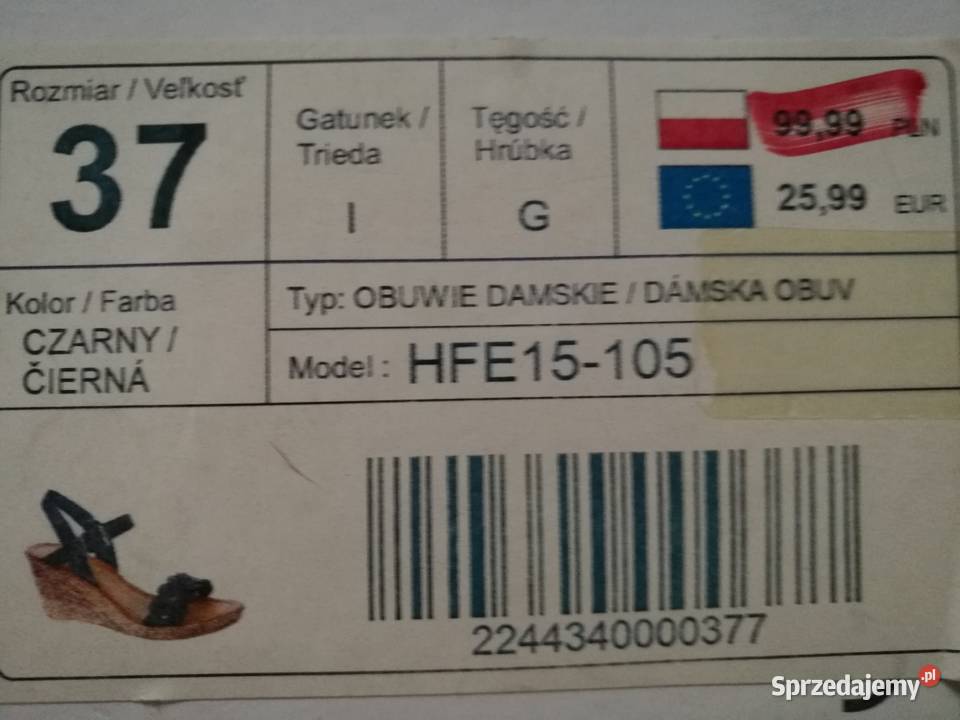 Czarne skórzane sandałki na koturnie inna sprzedam
