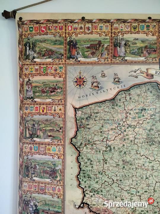 Piękna duża i dekoracyjna mapa Polski Kęty sprzedam