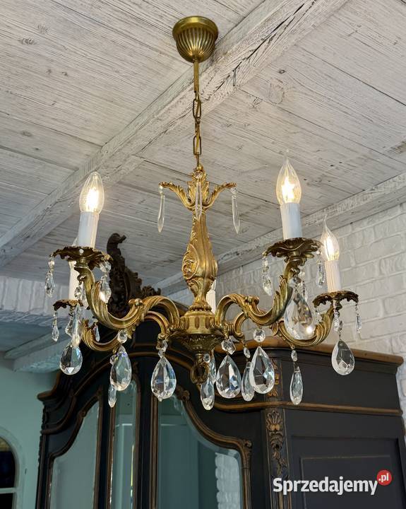 Francuski kryształowy Żyrandol 5 świeczek 50 Lampy wiszące Warszawa