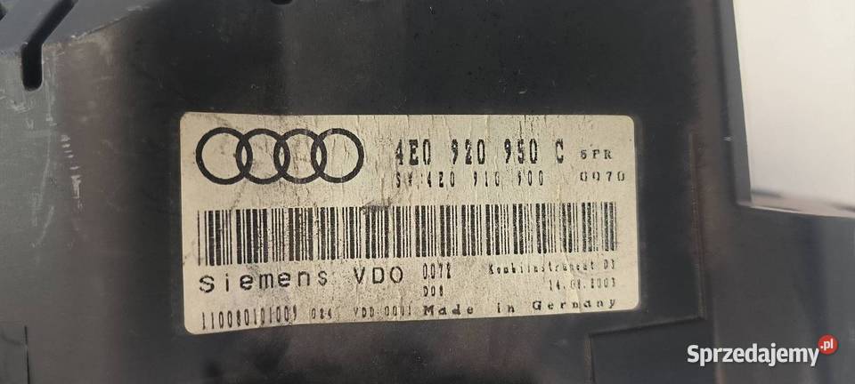 LICZNIK ZEGAR AUDI A8 D3 4E0920950C