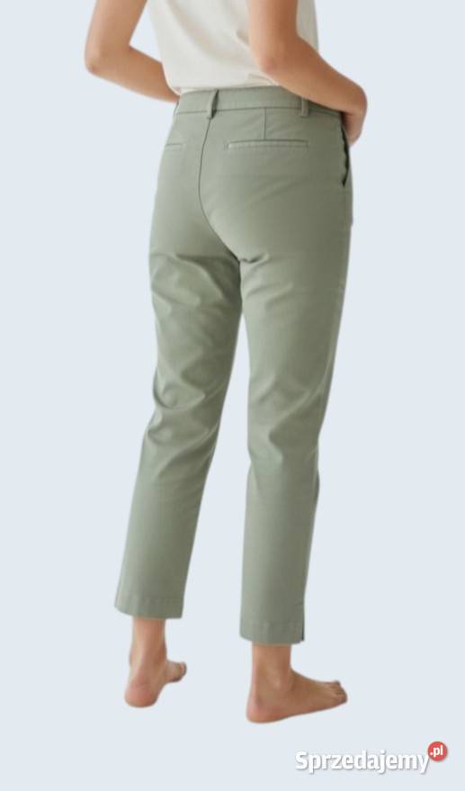 Damskie oliwkowe bawełniane spodnie rybaczki 34 Chrzanów