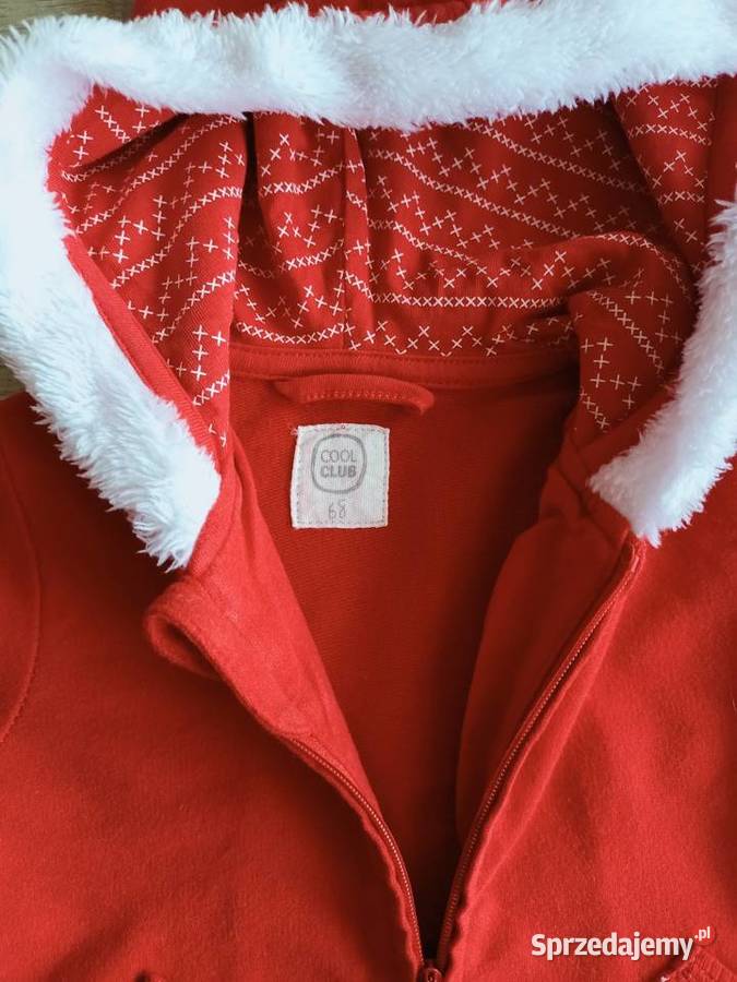 Bluza świąteczna z kapturem rozsuwana czerwona Płock sprzedam