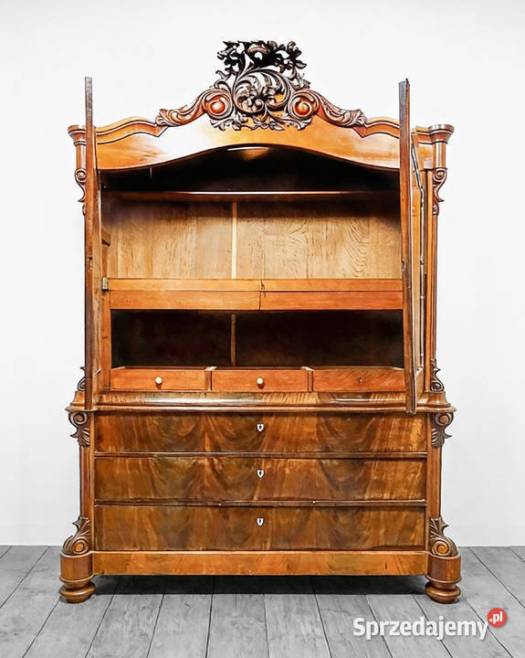 Orzechowy KREDENS do SALONU Wysoki KREDENS wielkopolskie Kalisz