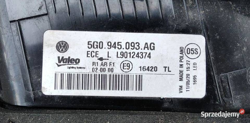 VW GOLF VII 7 LIFT HB LAMPA LEWA W KLAPĘ sprzedam