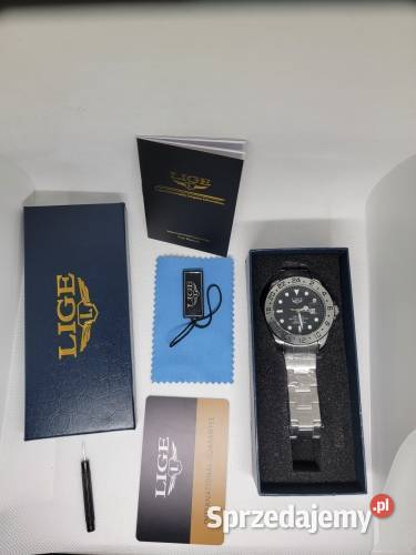 Sportowy zegarek męski Lige datownik z lupą na rękę