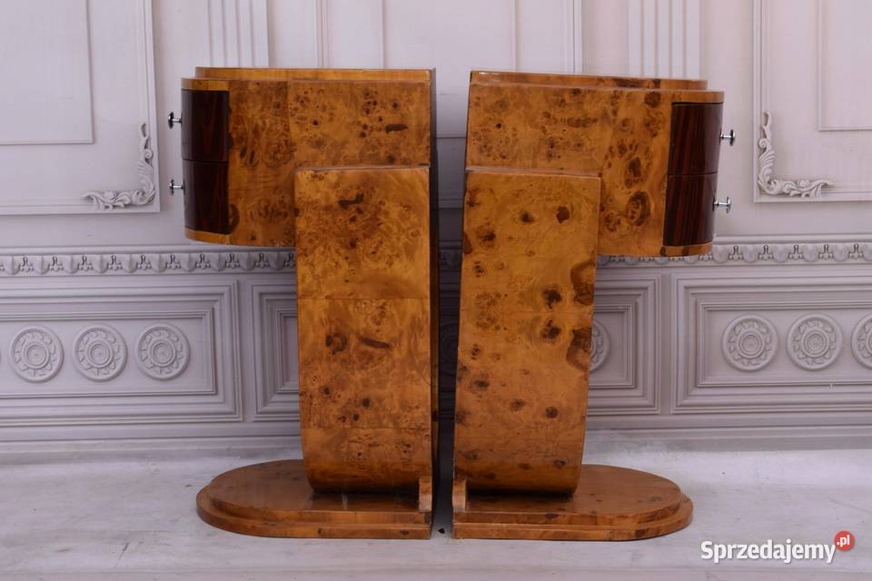 Stoliki Nocne Art Deco Gięte Drewno Czeczot