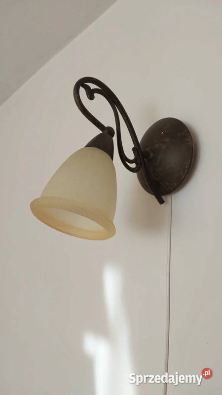 Rustykalny kinkiet z metalu Klosz szklany sprzedam