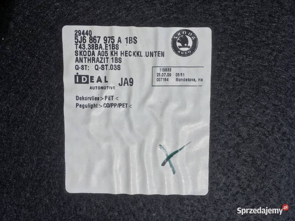 Tapicerka klapy bagażnika koda Fabia II 0710 HB Kosorowice
