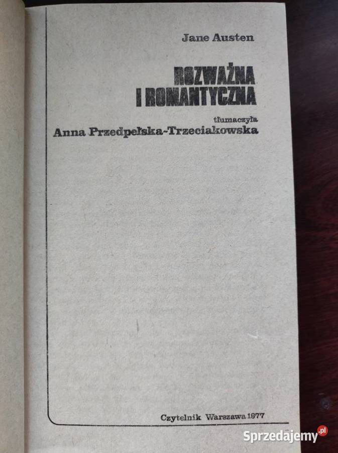 Rozważna i romantyczna Jane Austen Sense and miękka z obwolutą Kielce sprzedam