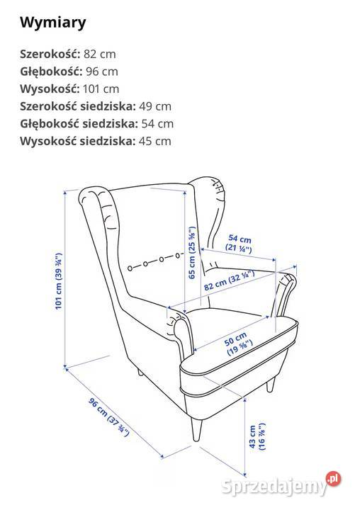 Fotel Granatowy Ikea STRANDMON Uszak mazowieckie