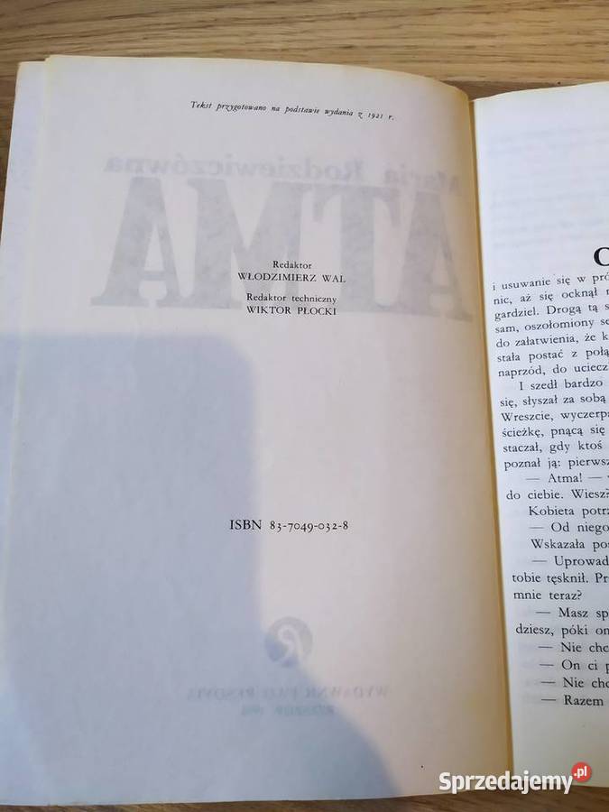 Atma Maria Rodziewiczówna 1990 ISBN 8370490328 Proza i poezja Stalowa Wola