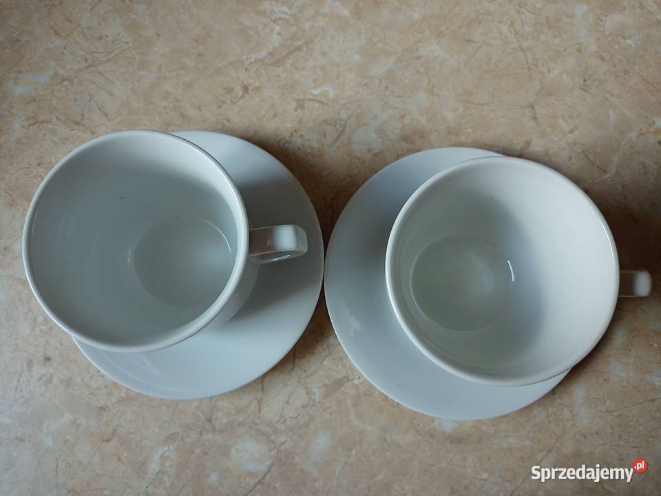 Komplet 2 filiżanek ze spodeczkami z logo znanej Częstochowa
