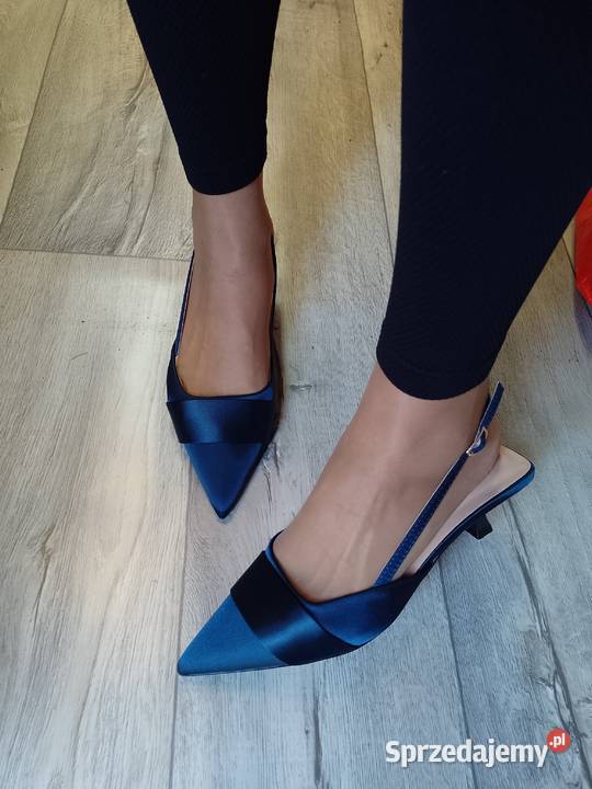 40 Granatowe czółenka wieczorowe z odkrytą piętą Kraków sprzedam