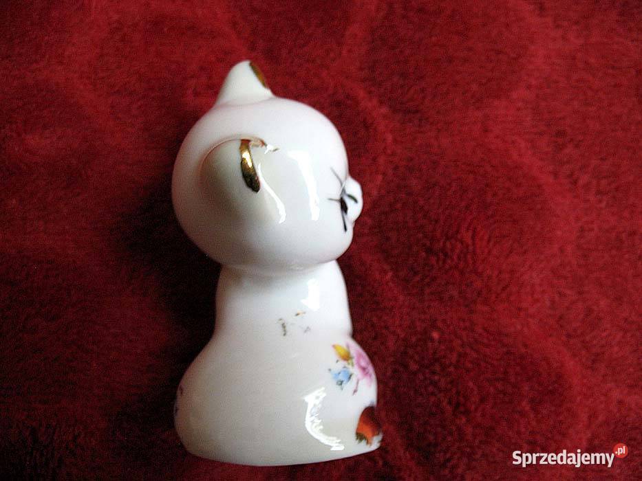 Kot kotek złocony porcelana 7 x 4 x 5 Rękodzieło Figurki i rzeźby Siedlce