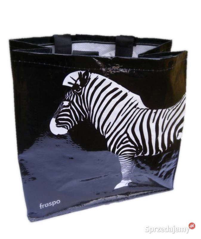 Czarna torba zakupowa Zebra