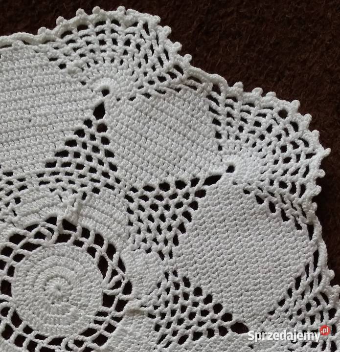 Biała szydełkowa serwetka o średnicy 185 Gliwice sprzedam