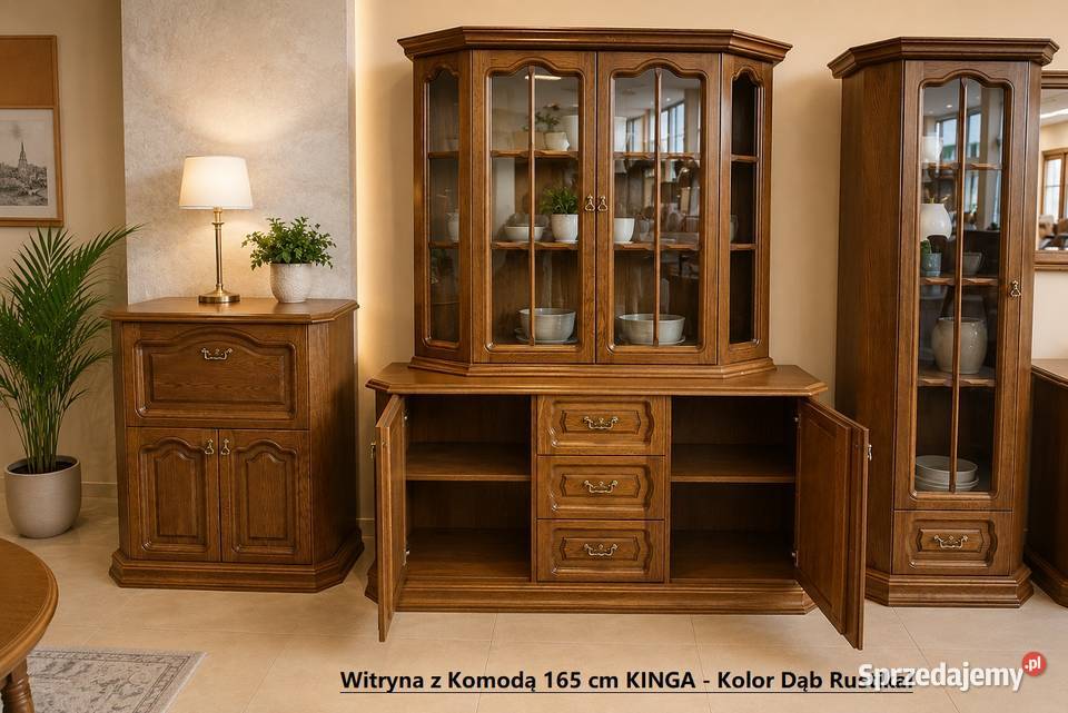 Nowa Witryna z Komodą KINGA Dąb Rustikal 48cm Olesno