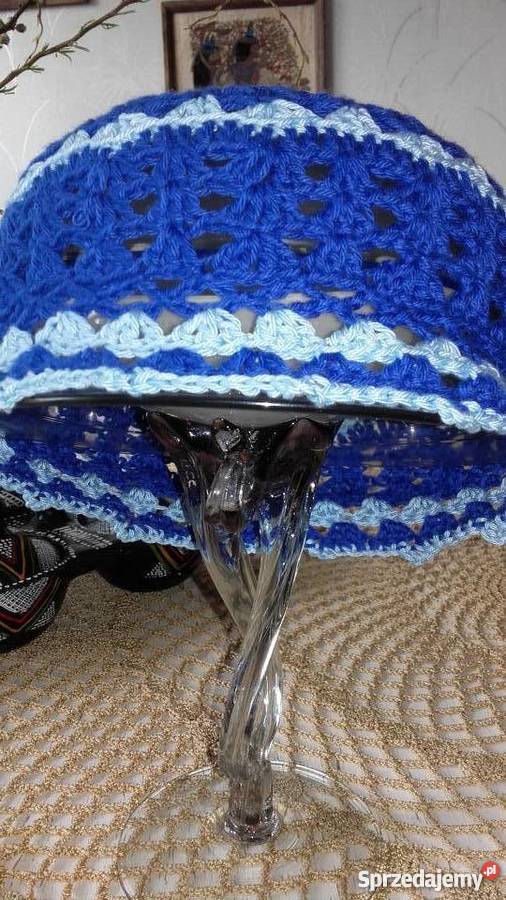 AŻUROWA CZAPECZKA Z BAWEŁNY AUTORSKIE RĘKODZIEŁO wielkopolskie Piła