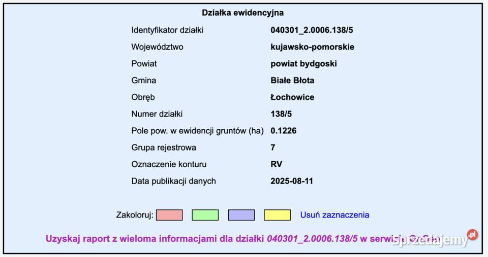 Łochowo działki 858m1033m1226m