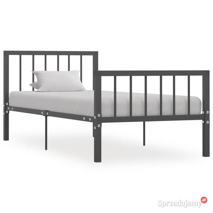 vidaXL Rama łóżka, szara, metalowa, 90 x 200 cm 284574