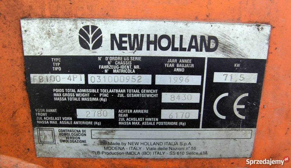 Koparko ładowarka Fiat Hitachi FB 100 4PT 715 kW podkarpackie Adamówka