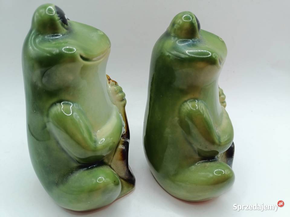 Ceramiczne figurki żab żabek 2 sztuki lubelskie Zamość