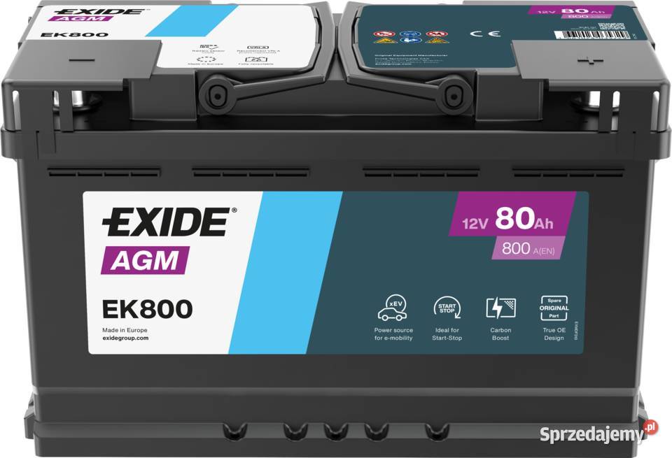 Akumulator 80Ah 800A EN PRAWY PLUS EXIDE AGM mazowieckie Warszawa