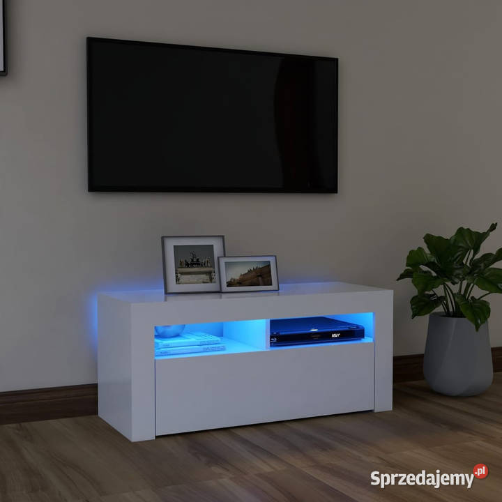 Szafka pod TV z oświetleniem LED biała 90x35x40 RTV Warszawa