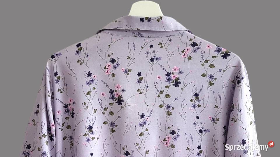 Damska bluzka fioletowa z kwiatki krótki rękawów Kwiatki Chrzanów