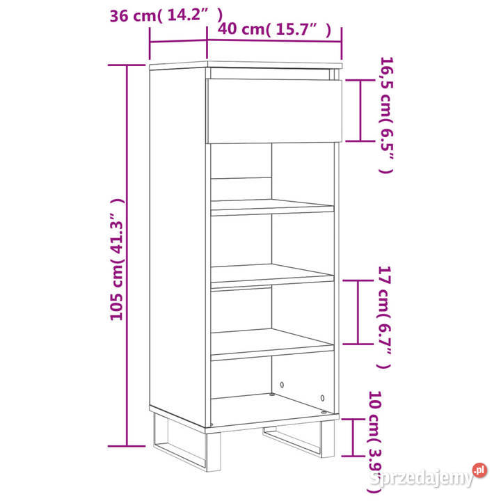 Szafka na buty szarość betonu 40x36x105 WM831472 Warszawa