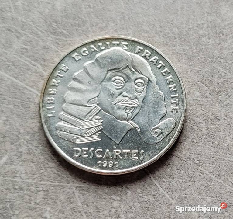 53 FRANCJA srebro 100 Franków 1991 r Descartes Łask sprzedam