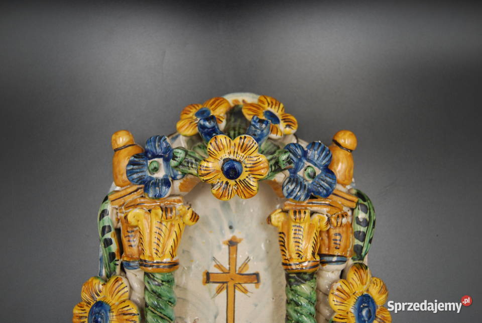 Niezwykła ceramiczna kropielnica fajans XIX w Poznań