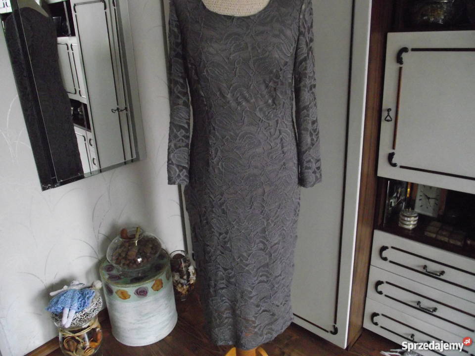 SEXI KORONKOWA SUKENKA SZARO SREBRNA r 42 Koronkowa  wielkopolskie Piła